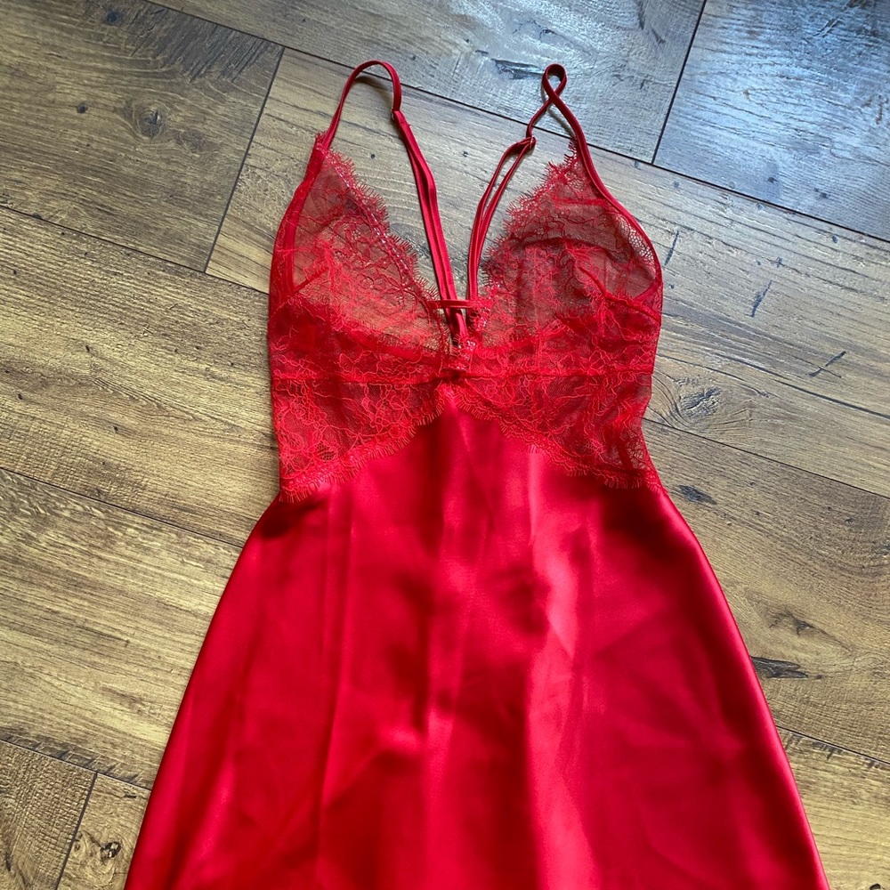 Sexy red silk and lace lingerie